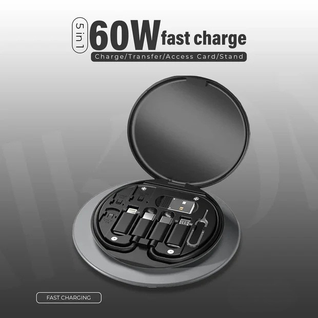 Data Cable Storage Box 60W Fast Charging
