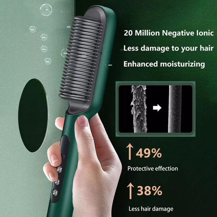 Hair Straightener Brush & Styler | Model 909 | Fast Heating Electric Straightening Comb
Dual-Purpose Hair Straightener Brush & Styler