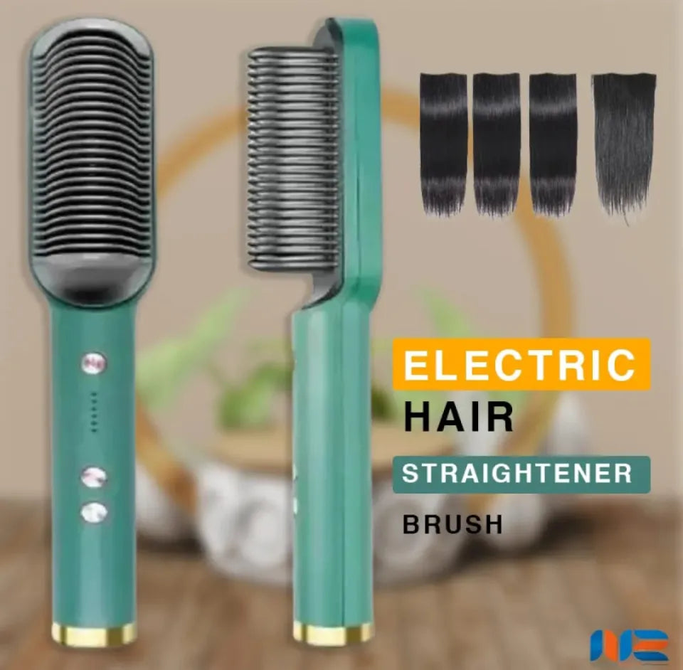 Hair Straightener Brush & Styler | Model 909 | Fast Heating Electric Straightening Comb
Dual-Purpose Hair Straightener Brush & Styler
