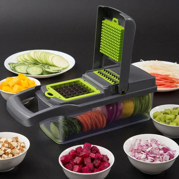 Vegetable Chopper Slicer Multifunctional 16 in 1 Food Choppers Onion Chopper Vegetable Slicer Cutter Dicer Veggie Chopper with 8 Blades, Colander Basket, Container for Salad Potato Carrot Garlic